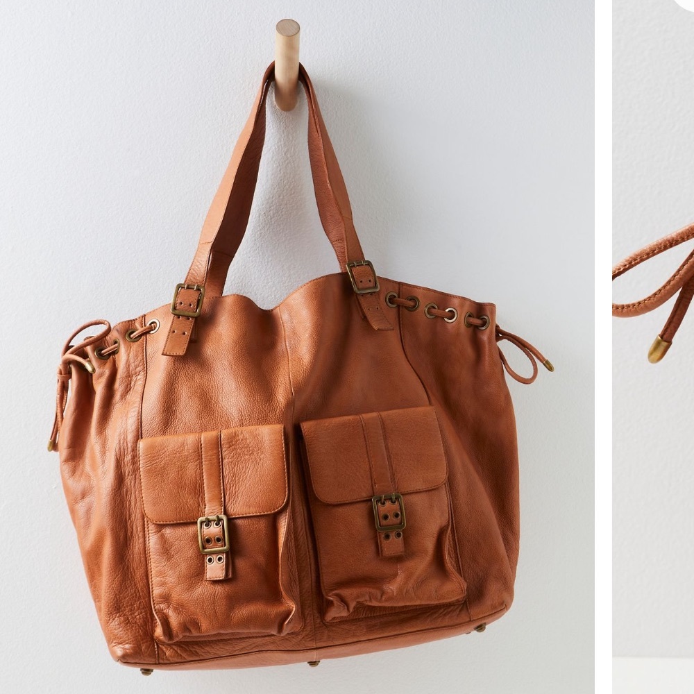 Free People Round The Block Leather Tote Bag